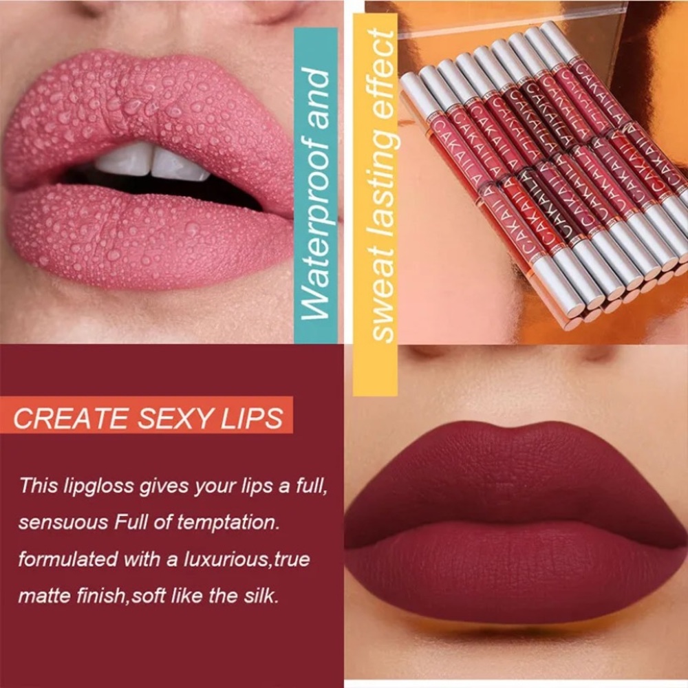 Lip Gloss Liquid Lipstick Matte Waterproof Long Lasting Lipgloss - Picture 3 of 7